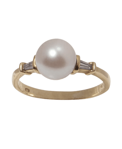 Bague Allure en baguettes Or jaune 18K Perle Diamant Baguette