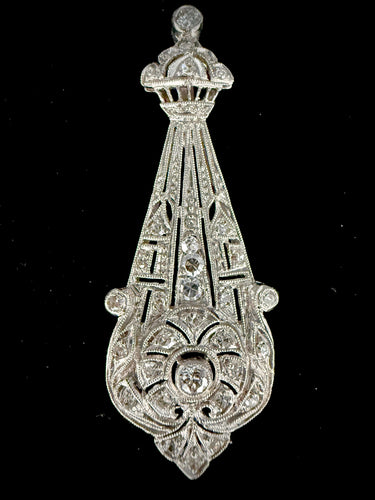 Pendentif Pendentif Art Nouveau en platine serti de diamants 58 Facettes