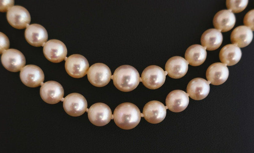 Collier Collier de Perles de Culture 2 Rangs, Fermoir Or 58 Facettes