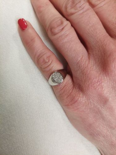 Bague 48.5 Chevalière pavage diamants 58 Facettes 083661