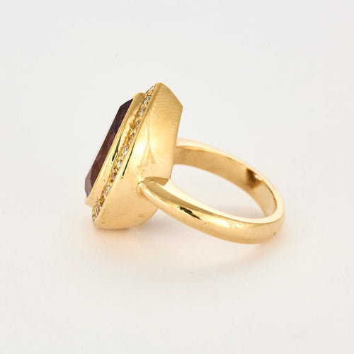 Bague 53 Bague or jaune, améthyste et diamants 58 Facettes 250092