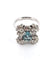 Bague 57 Bague vintage en or blanc avec une aigue-marine centrale et des diamants 58 Facettes
