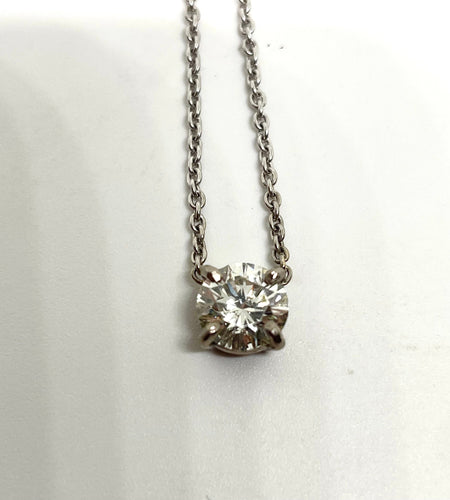 Collier Collier solitaire diamant naturel 1 carat en or blanc 750/1000 58 Facettes