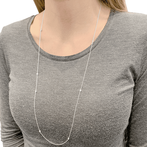 Collier Sautoir Tiffany & Co "Diamonds by the Yard" argent, diamants. 58 Facettes 34397