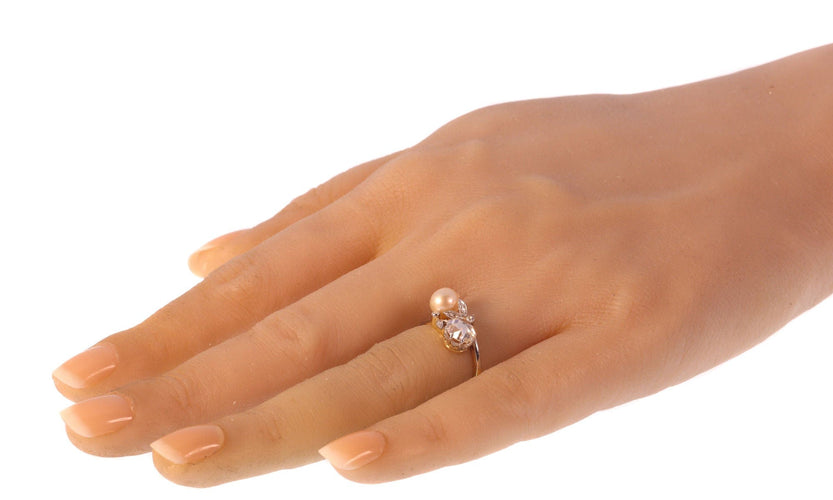 Bague 49 Bague vintage Belle Époque en diamant et perle 58 Facettes 21208-0556