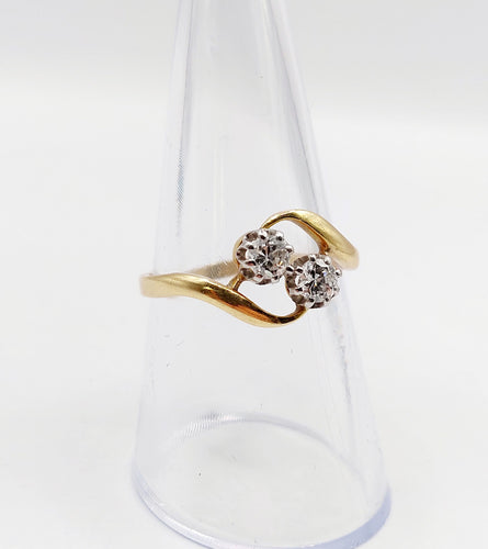 Bague 56 Bague toi et moi antique or 18k diamants et monture tourbillon (circa 1900) 58 Facettes A06310