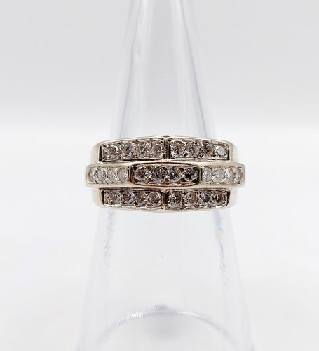 Anillo tank art déco oro blanco 18k y diamantes 