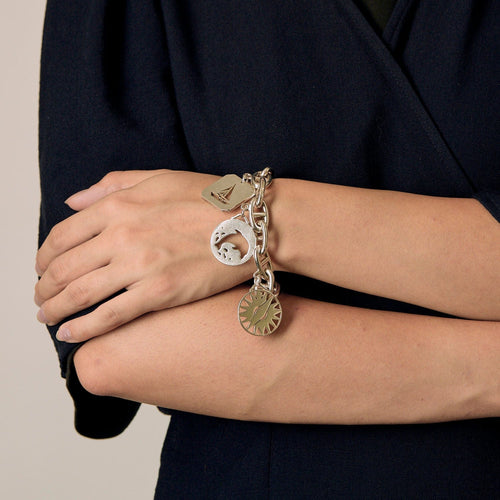 Bracelet HERMES - Rare Bracelet Chaîne d'encre argent 58 Facettes