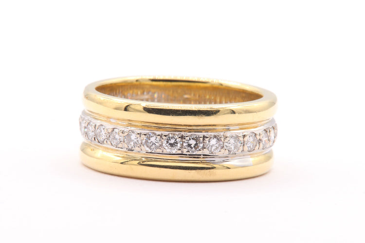 Bague 54 Bague contemporaine en or jaune et blanc sertie de diamants 58 Facettes 19456