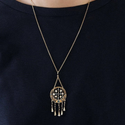 Collier Collier orientaliste en or jaune, perles de semences et saphirs 58 Facettes 58FC24