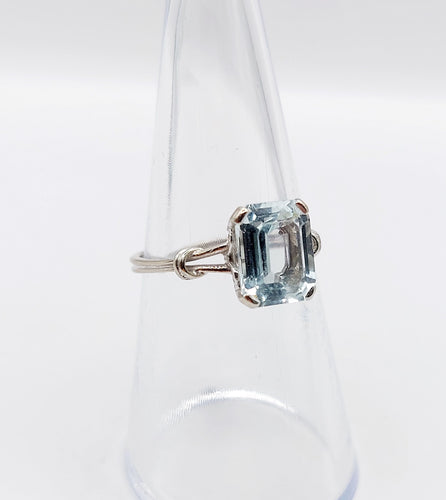 Bague 53 Bague cocktail art déco or blanc aigue marine 58 Facettes A05346