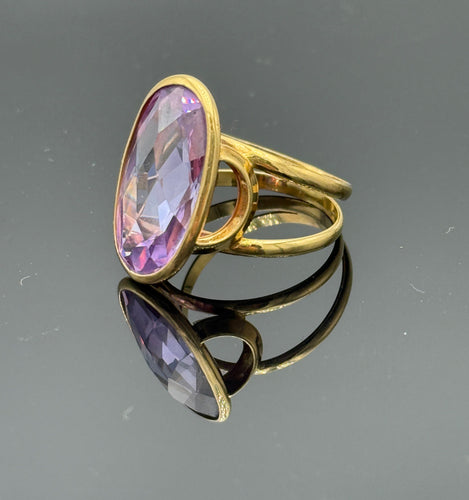 Bague 57 Bague vintage en or jaune 18 sertie d'une belle améthyste ovale 58 Facettes