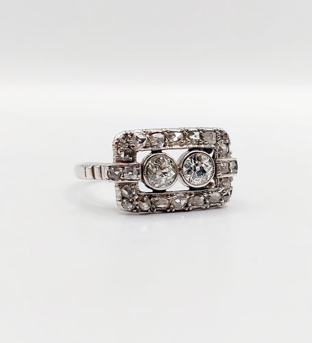 Bague 55 Bague tank art déco en or blanc 18k et diamants taille ancienne 58 Facettes A06328