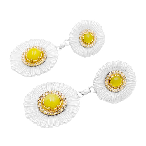 Boucles d'oreilles Boucles d'oreilles Buccellati, "Blossoms Color", or jaune, argent, diamants bruns, agates jaunes. 58 Facettes 34849