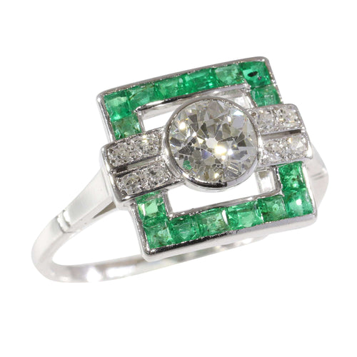 Bague 56 Histoire d'amour des années 1920 : bague de fiançailles Art déco 58 Facettes 17248-0031