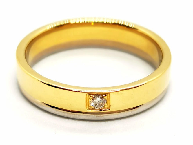 Bague 54 Bague Alliance Or jaune, Or blanc Diamant 58 Facettes 1589389CN