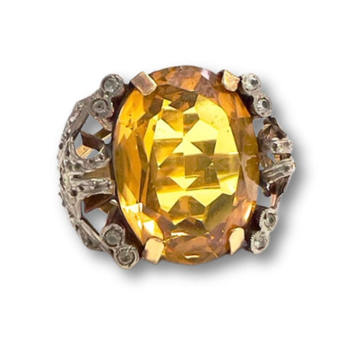 Bague 49 bague art déco en or et platine avec diamants et citrine 58 Facettes Q936 (900)