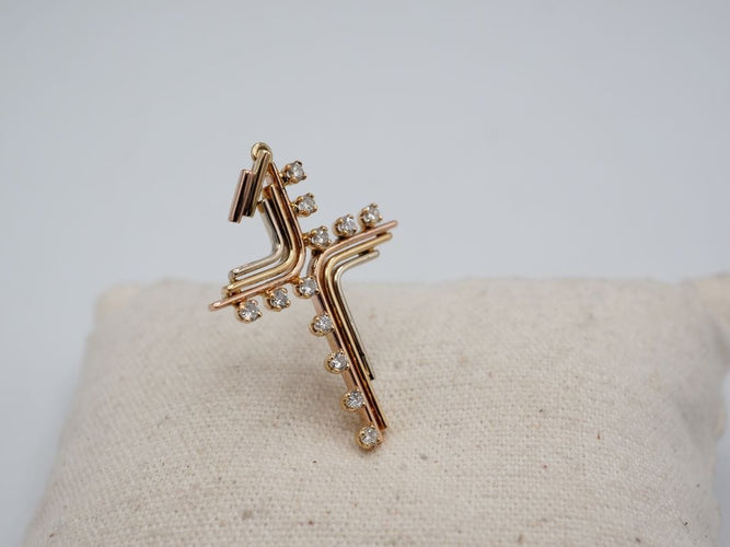Pendentif Croix 3 ors diamants 58 Facettes