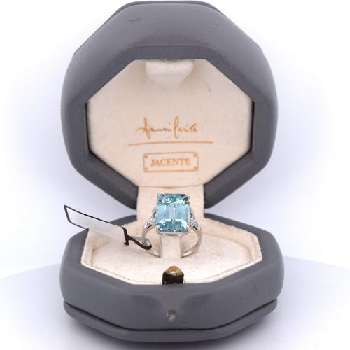 Bague 53 Bague Art Déco en platine avec aigue-marine et diamants 58 Facettes