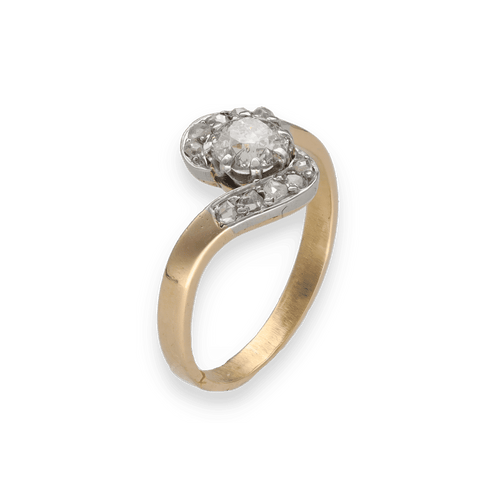 Bague 53.5 Bague 1900 or et platine, diamants taille ancienne 58 Facettes
