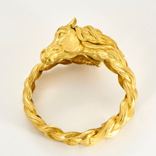 Bracelet HERMES - Bracelet jonc en or jaune a motif de cheval 58 Facettes LBV1