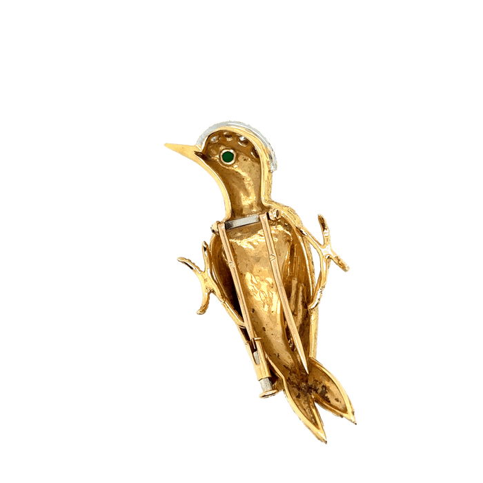 Broche Broche vintage en or jaune Oiseau - émeraude et de diamants 58 Facettes 1.0002596/2