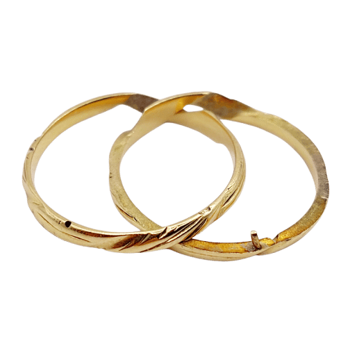 Bague 55 Alliance jumelée victorienne or 18k finement travaillée (circa 1880) 58 Facettes A06332