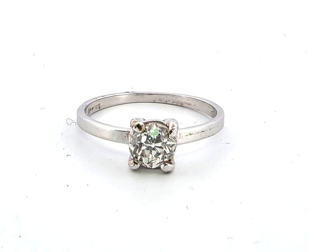 Bague 54 Bague solitaire en or blanc avec diamant 58 Facettes