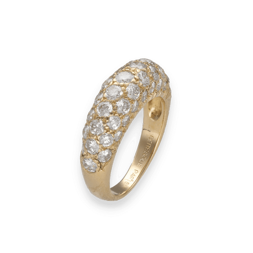 Bague 46 Bague jonc petit doigt en or jaune 18K avec 1,80 ct de diamants H-VS - Taille 46 58 Facettes FB10600