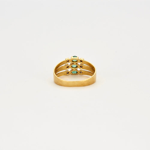 Bague 56.5 Bague 3 rangs moldavites 58 Facettes LP475