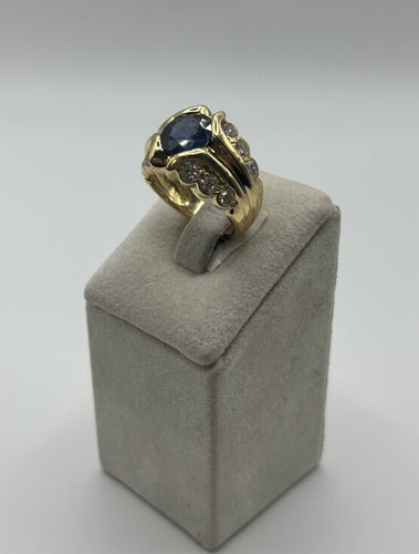 Bague 49.5 Bague Saphir et diamants en or jaune 58 Facettes
