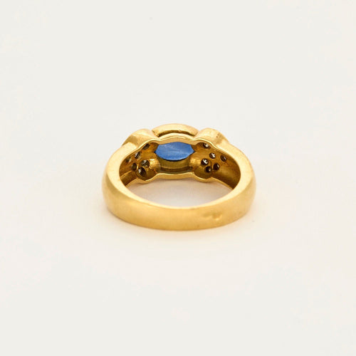 Bague 53 Bague bandeau or jaune, saphir et diamants 58 Facettes 240205