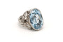Bague 47 Bague Art Déco en or blanc sertie d'une aigue marine et de diamants 58 Facettes 19823