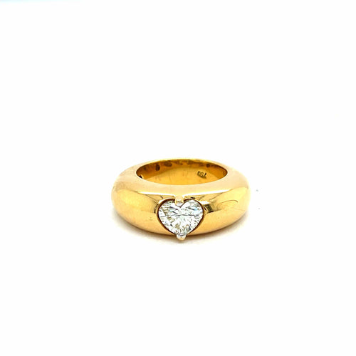 Bague Bague en or jaune avec diamant en forme de cœur de 1 carat 58 Facettes