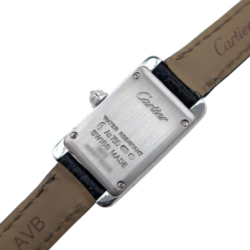 Montre Cartier RARE Cartier Mini Tank Americaine White Gold Bezel Factory Paved 47 diamonds Flinqué Guilloché Dial + 18k White Gold Buckle + Box 58 Facettes