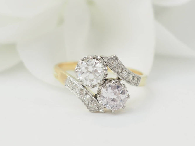 Bague 51 Bague Toi et Moi en or jaune et diamants 58 Facettes 33401