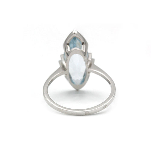 Прстен - бело злато и аквамарин