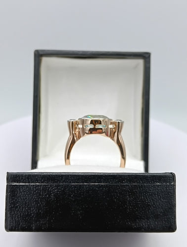 Bague 54 Bague vintage aigue-marine coussin et diamants en or rose 18k 58 Facettes