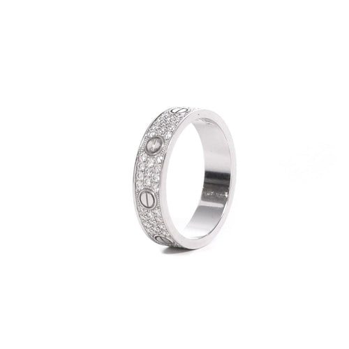 Bague 53 CARTIER - Alliance Love Or blanc et Diamants 58 Facettes 98158