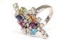 Bague 57 Bague contemporaine en or blanc, pierres multiples, diamants 58 Facettes B457