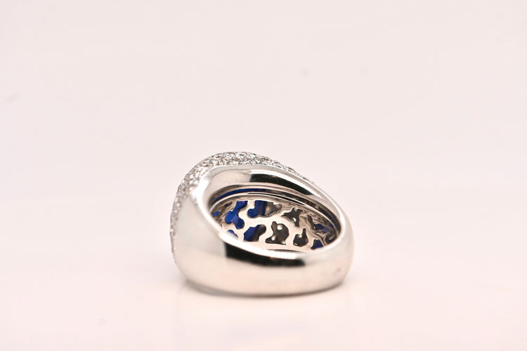 Bague 53 Bague en or blanc sertie d'un saphir et de diamants 58 Facettes