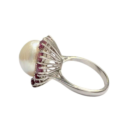 Bague 61 bague en or avec diamants rubis et perle 58 Facettes Q153B