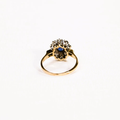 Bague 52 Bague marguerite saphir diamants en or jaune et blanc 58 Facettes LMB-286