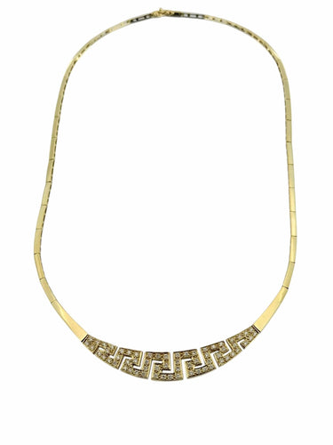 Collier Vintage Italian Chocker Necklace Or jaune et Diamants 58 Facettes