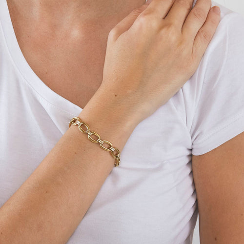 Bracelet Gourmette or jaune et blanc 58 Facettes LP575/1