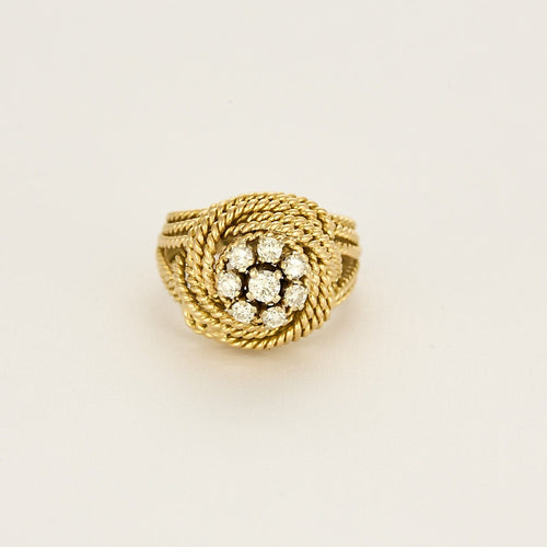 Bague 53 Bague tressée en or jaune et diamants 58 Facettes CHOL1168