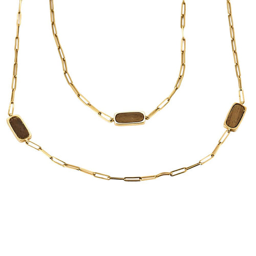 Collier DINH VAN - Rare sautoir de la collection Impression en or jaune et bois d'Amourette 58 Facettes LOR3480