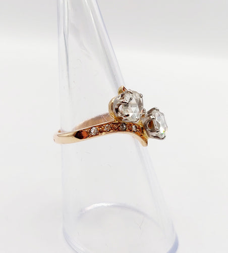 Bague 51 Bague toi et moi antique en or rose 18k et diamants taille roses 58 Facettes A06333