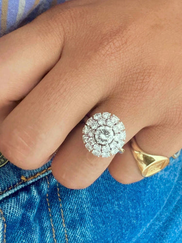 Bague 51 Bague Marguerite en platine et diamants 58 Facettes