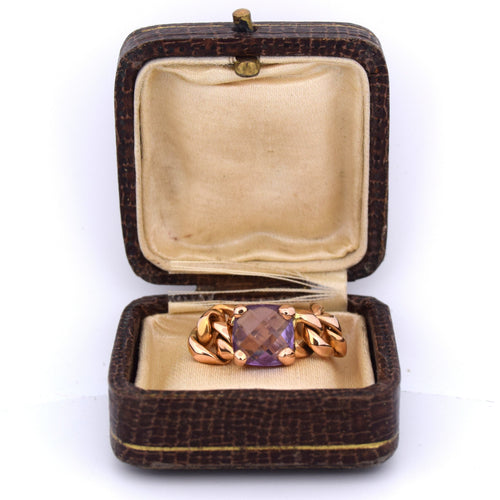 Bague 51 Bague vintage en or jaune avec améthyste 58 Facettes